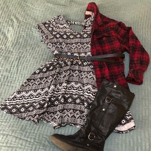 🖤 black and white Aztec print skater dress 2X 🖤